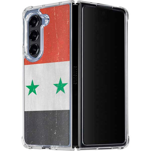 Syria Flag Distressed Galaxy Z Fold5 5G Clear Case